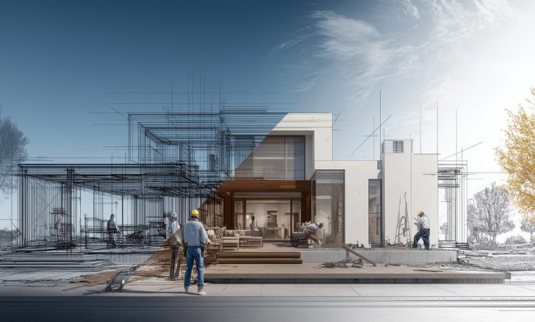 Renderização e construção em progresso: projeto e realidade da Melhor Construtora.