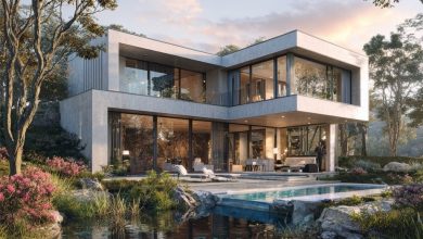 Casa moderna com piscina e natureza integrada, ideal em Construção Personalizada.