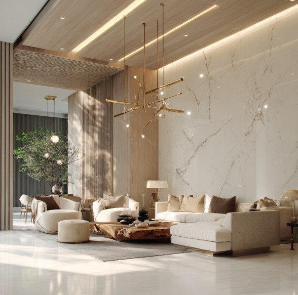 Sala de estar sofisticada, área comum do Condomínio Fechado de Luxo.